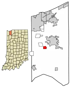 Location of Aberdeen in Porter County, Indiana.