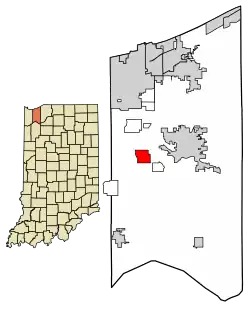 Location of Shorewood Forest in Porter County, Indiana.