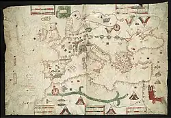 Portolan Chart by Albino de Canepa, 1489.