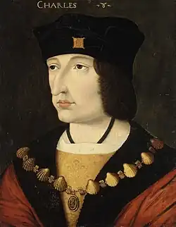 Charles VIII of France, son of Louis XI, wearing the collar of the Order of Saint Michael