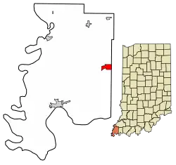 Location of Parkers Settlement in Posey County, Indiana.