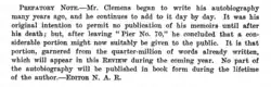 Prefatory Note to Mark Twain's Chapters from My Autobiography in the NAR