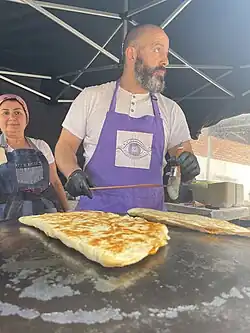 Preparing fresh food in St James's courtyard