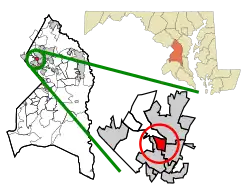 Location of University Park, Maryland