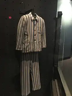 This uniform on display was worn by prisoners in Nazi concentration camps.