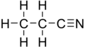 Skeletal formula of propanenitrile with all explicit hydrogens added