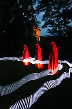 Time guards / Madonna, light sculpture by Manfred Kielnhofer at the Light Art Biennale Austria 2010
