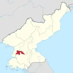Pyongyang highlighted in red in North Korea