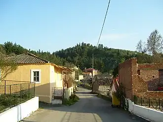 View of the village, with the tower hill in the background