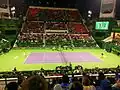 A view of the main center court Tennis court of the complex.