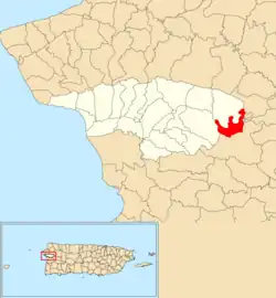 Location of Río Arriba within the municipality of Añasco shown in red