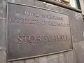 Storey Hall nameplate
