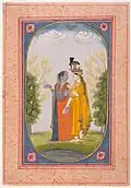 Kangra painting, Radha dressed as Krishna and Krishna dressed as Radha.