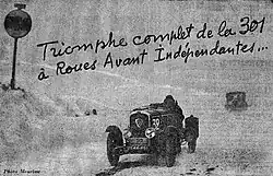The 1933 Rallye féminin Paris – Saint-Raphaël winning Peugeot 301.