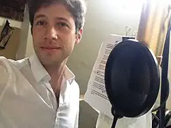 Brent Knopf of Ramona Falls recording vocals in 2016