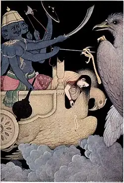 A painting of Ravana fighting Jatayu