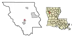 Location of Edgefield in Red River Parish, Louisiana.