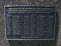 List of the members of the RAR 7th battalion killed in Vietnam 1967–68 and 1970–71.