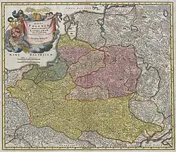 Map of Kingdom of Poland and Grand Duchy of Lithuania in 1720 with Lithuania proper