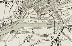 Location of the seaport at Fosse Wharf on a map from 1883.