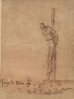 Man Bound to a Stake, 1940s, pen & wash, 21.6 x 16.3&nbsp;cm. California Palace of the Legion of Honor