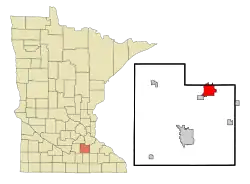 Location of Northfield within Rice County, Minnesota