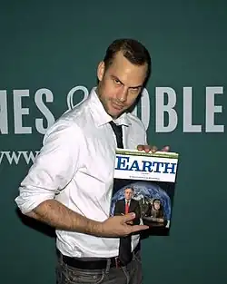Blomquist at the 2010 launch of Earth, which he helped write.