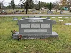 Howard family gravestone with the names of Robert E. (Author and Poet; 1906–1936), Hester Ervin (Wife and Mother; 1870–1936) and Isaac M. (Physician; 1871–1944)