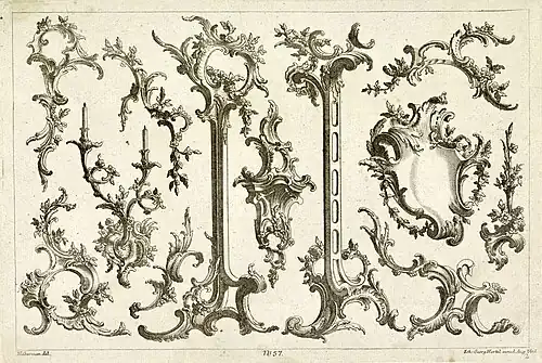 Combinations of Rococo C and S-shaped volutes, by Franz Xaver Habermann, 1731-1775, etching, Rijksmuseum
