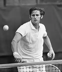 Roy Emerson at the net