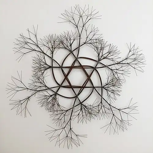 Untitled (S.383, Wall-Mounted Tied Wire, Open-Center, Six-Pointed Star, with Six Branches), c. 1967.