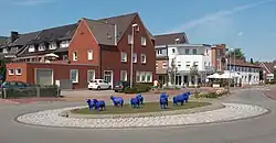 Sögel, blue sheep at the roundabout