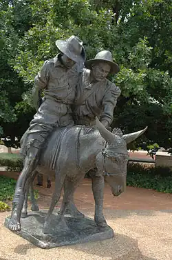 Image 47A commemorative statue of John Simpson Kirkpatrick, a famous stretcher bearer who was killed in the Gallipoli Campaign. (from Culture of Australia)