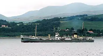 SS&nbsp;Shieldhall steams down the Firth of Clyde.