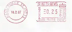 Saint Kitts and Nevis meter stamp displaying St Edward's Crown