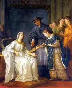 Saint Louis, King of France, handing over the regency to his mother Blanche of Castile