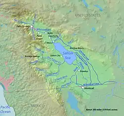 The Salton Sink is part of the Salton Watershed (light green area).