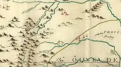 1769 map depicting Presidio "San Sabas" in relation to San Antonio[8]