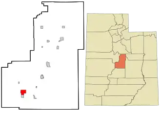 Location in Sanpete County and the state of Utah.