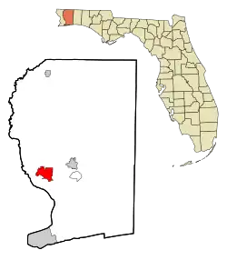 Location in Santa Rosa County and the state of Florida
