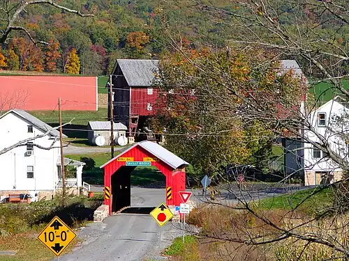 Southern view of the bridge and the hamlet of Saville.