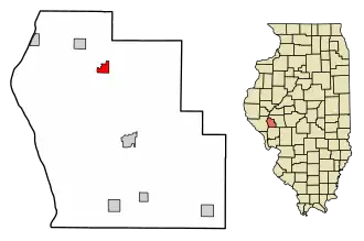 Location of Exeter in Scott County, Illinois.