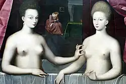 Portrait of Gabrielle d'Estrées and Duchess of Villars, School of Fontainebleau, c. 1594