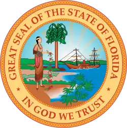 Former seal of Florida, used until 1985.