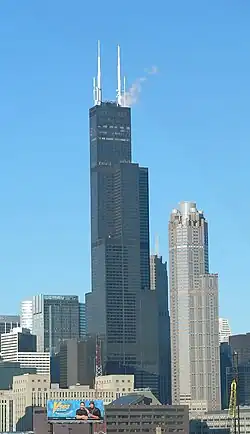 The Willis Tower in Chicago, formerly the Sears Tower, was the world's tallest building from 1974 to 1998