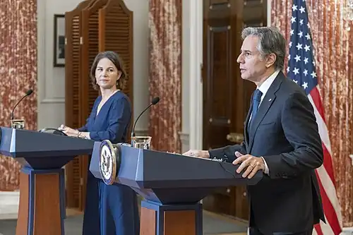 Foreign Minister Baerbock with the U.S. Secretary of State Antony Blinken in Washington, D.C., in January 2022