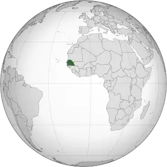 Location of&nbsp;Senegal&nbsp;(dark green)