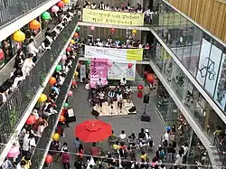 Musical performance at a multi-level market