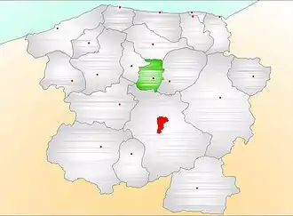 Map showing Seydiler District (green) in Kastamonu Province