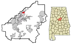 Location in Shelby County and the state of Alabama